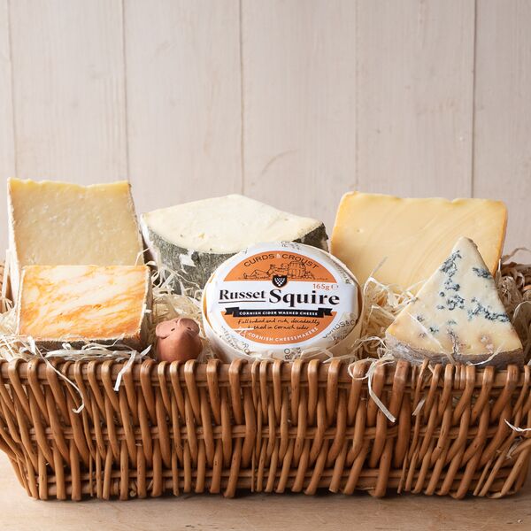 Cheese gift basket filled with Cornish Cheese